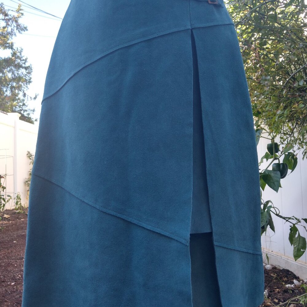 LEIFSDOTTIR TEAL SUEDE SKIRT